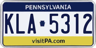 PA license plate KLA5312