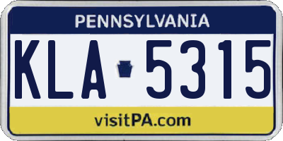 PA license plate KLA5315