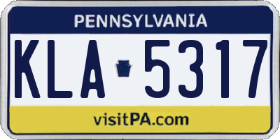 PA license plate KLA5317