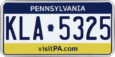 PA license plate KLA5325