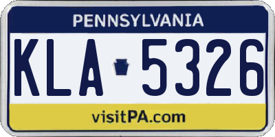 PA license plate KLA5326