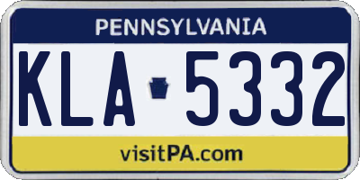 PA license plate KLA5332