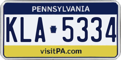 PA license plate KLA5334