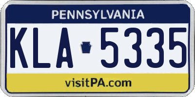 PA license plate KLA5335
