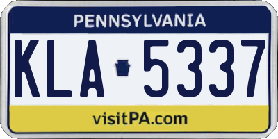 PA license plate KLA5337
