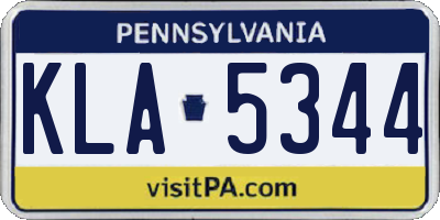 PA license plate KLA5344
