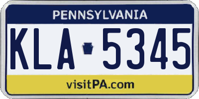 PA license plate KLA5345