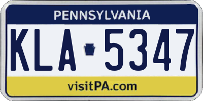 PA license plate KLA5347