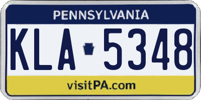 PA license plate KLA5348