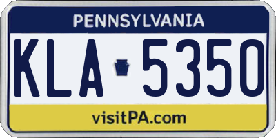 PA license plate KLA5350