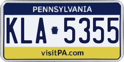 PA license plate KLA5355