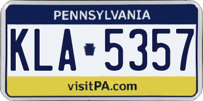 PA license plate KLA5357
