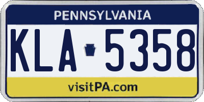 PA license plate KLA5358