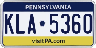 PA license plate KLA5360