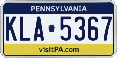 PA license plate KLA5367