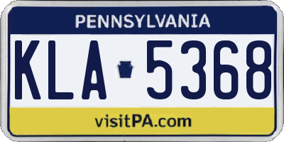 PA license plate KLA5368