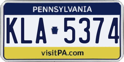 PA license plate KLA5374