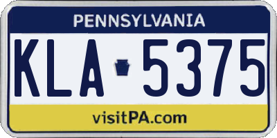PA license plate KLA5375