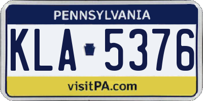 PA license plate KLA5376