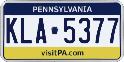 PA license plate KLA5377