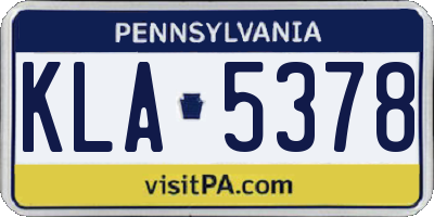 PA license plate KLA5378