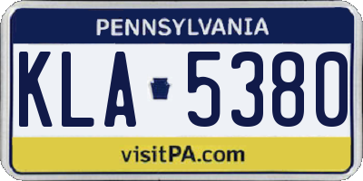 PA license plate KLA5380