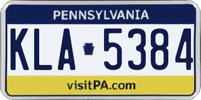 PA license plate KLA5384