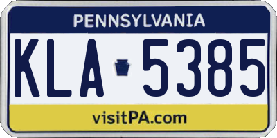 PA license plate KLA5385