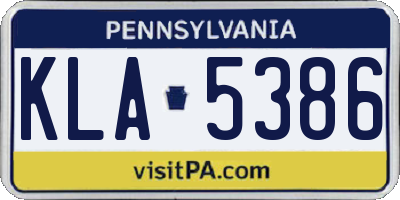 PA license plate KLA5386
