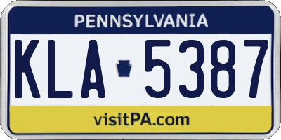 PA license plate KLA5387