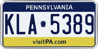 PA license plate KLA5389