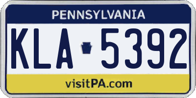 PA license plate KLA5392