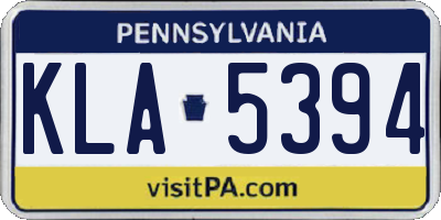 PA license plate KLA5394