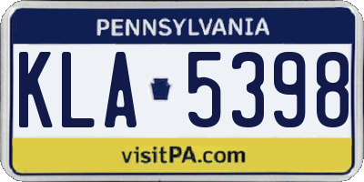 PA license plate KLA5398