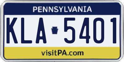 PA license plate KLA5401