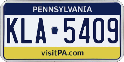 PA license plate KLA5409