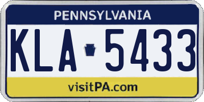 PA license plate KLA5433