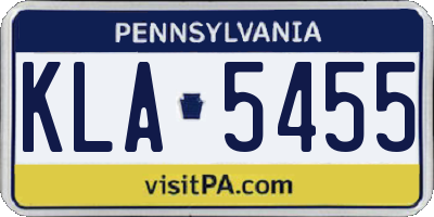 PA license plate KLA5455
