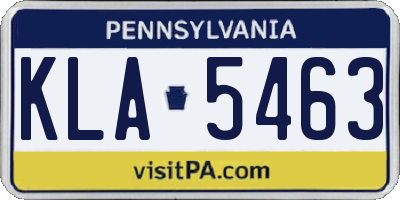 PA license plate KLA5463