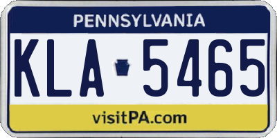 PA license plate KLA5465