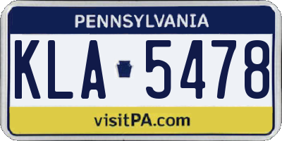 PA license plate KLA5478