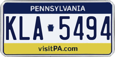 PA license plate KLA5494