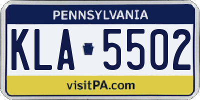 PA license plate KLA5502