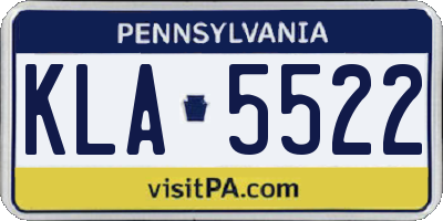 PA license plate KLA5522