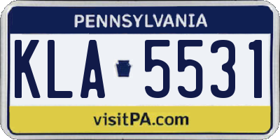 PA license plate KLA5531