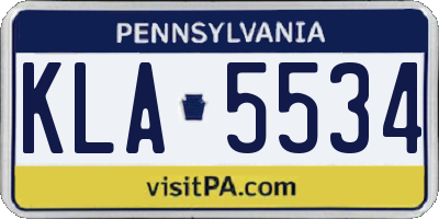 PA license plate KLA5534