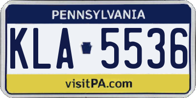 PA license plate KLA5536