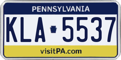 PA license plate KLA5537