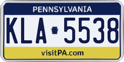 PA license plate KLA5538