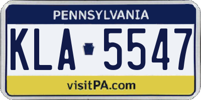 PA license plate KLA5547